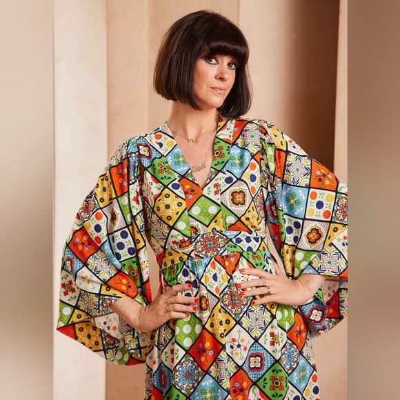 Dawn O’Porter X Joanie - Sunrise Vintage Tile Print Midaxi Dress - Picture 5 of 12